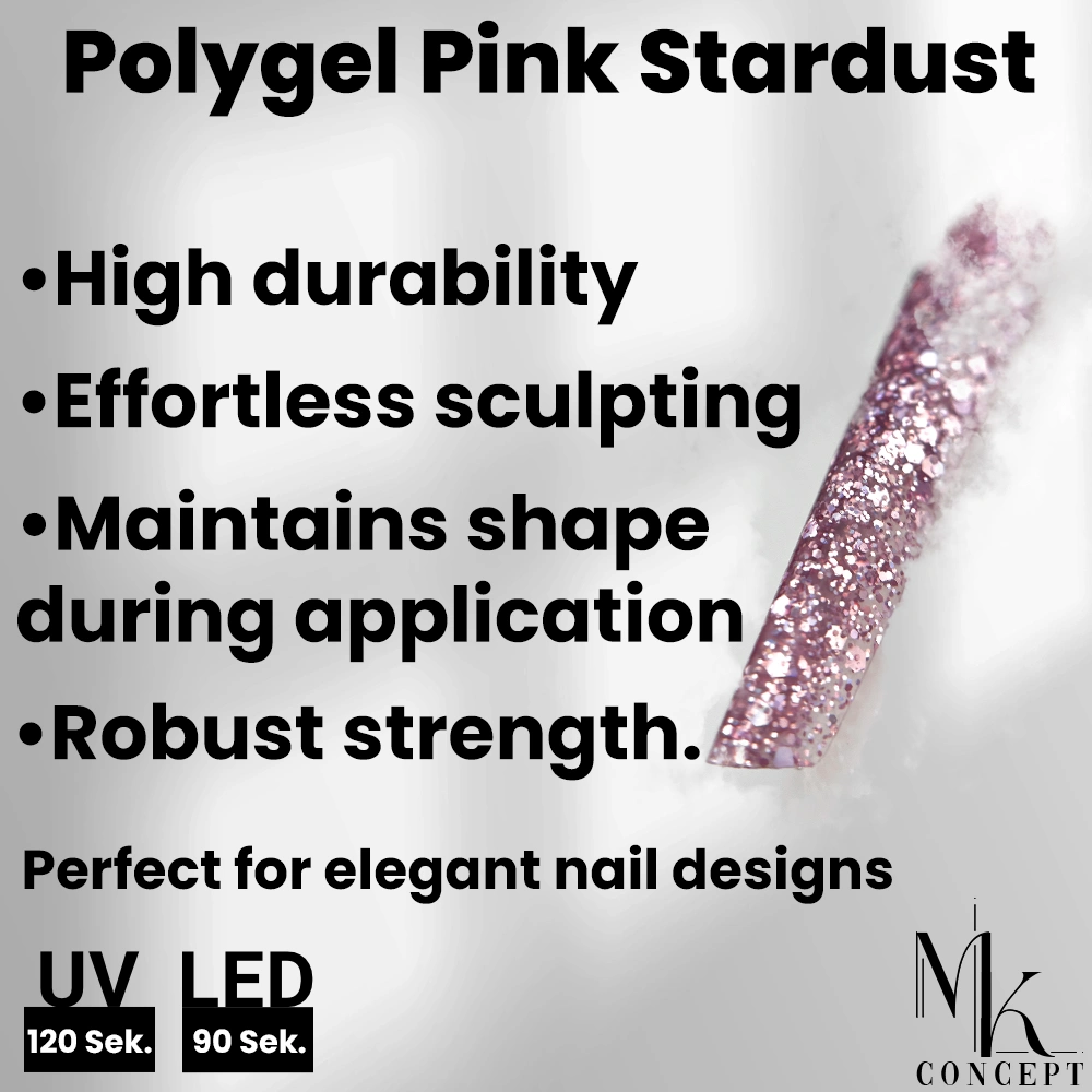 Polygel Stardust 15g with shimmering glitter for stunning, durable, and easy-to-apply nail designs.