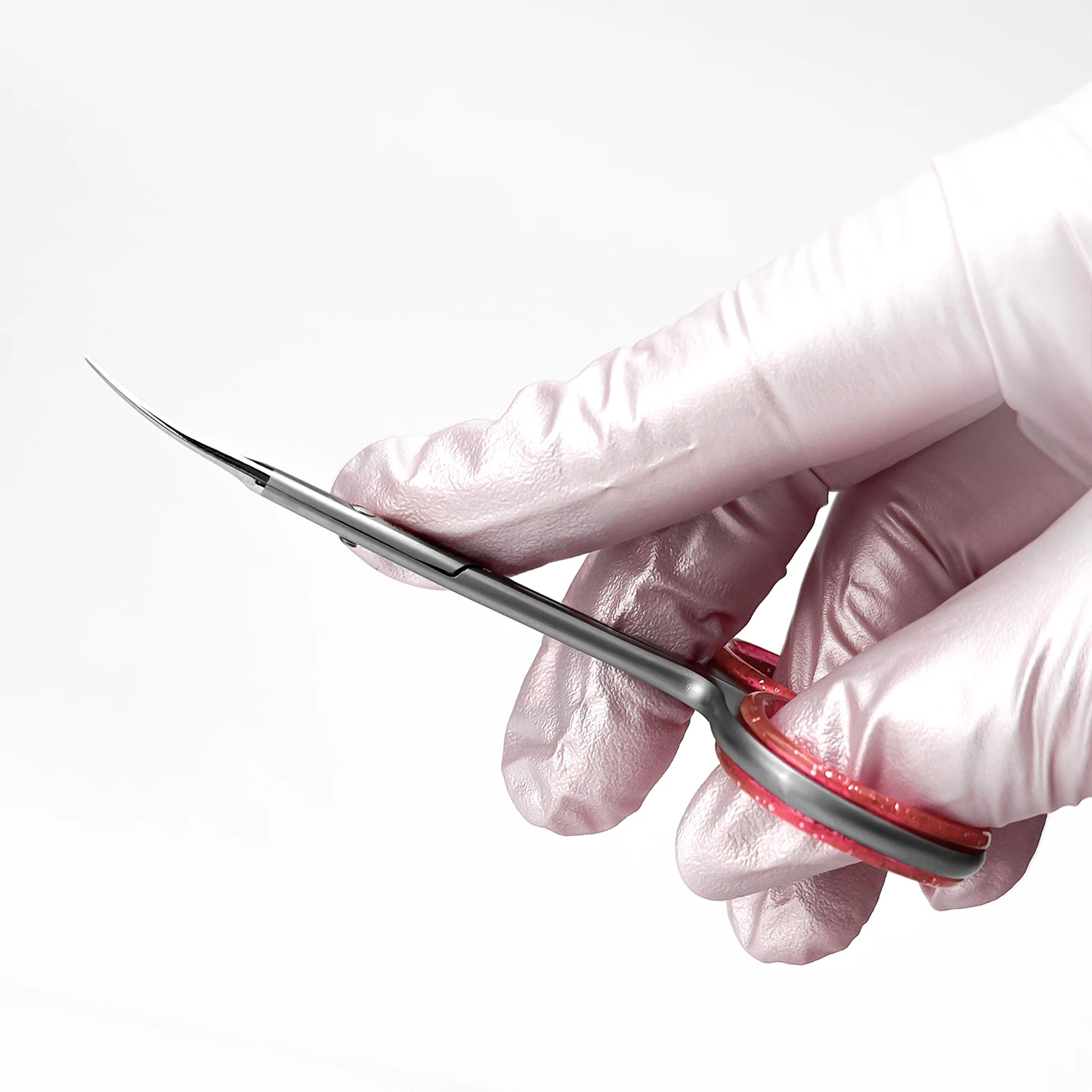 Cuticle scissors with measurements and dimensions displayed